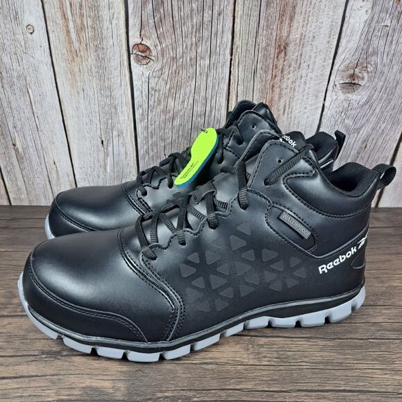 Reebok Sublite Cushion Comp Toe Mid Cut Black WP/SR EH Men's 10 W (Women's 12 W) - Picture 1 of 10